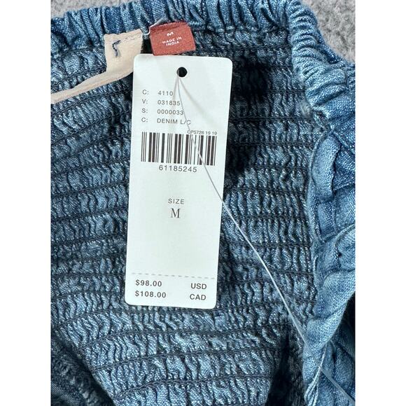 NWT Pilcro Anthropologie Embroidered Denim Cropped Top Womens Medium Floral - Picture 9 of 12